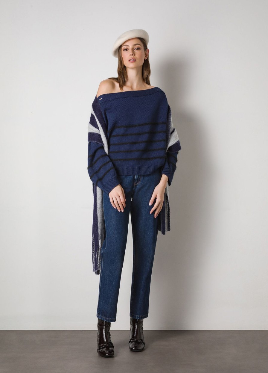 Abbigliamento LES COPAINS Maglieria | Pullover Rigato In Misto Lana Vergine