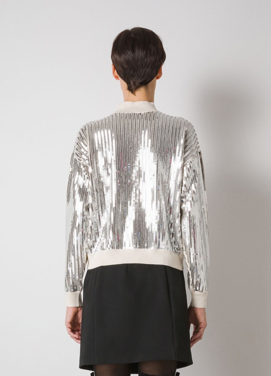 Abbigliamento LES COPAINS Maglieria | Pullover In Paillettes A Collo Alto