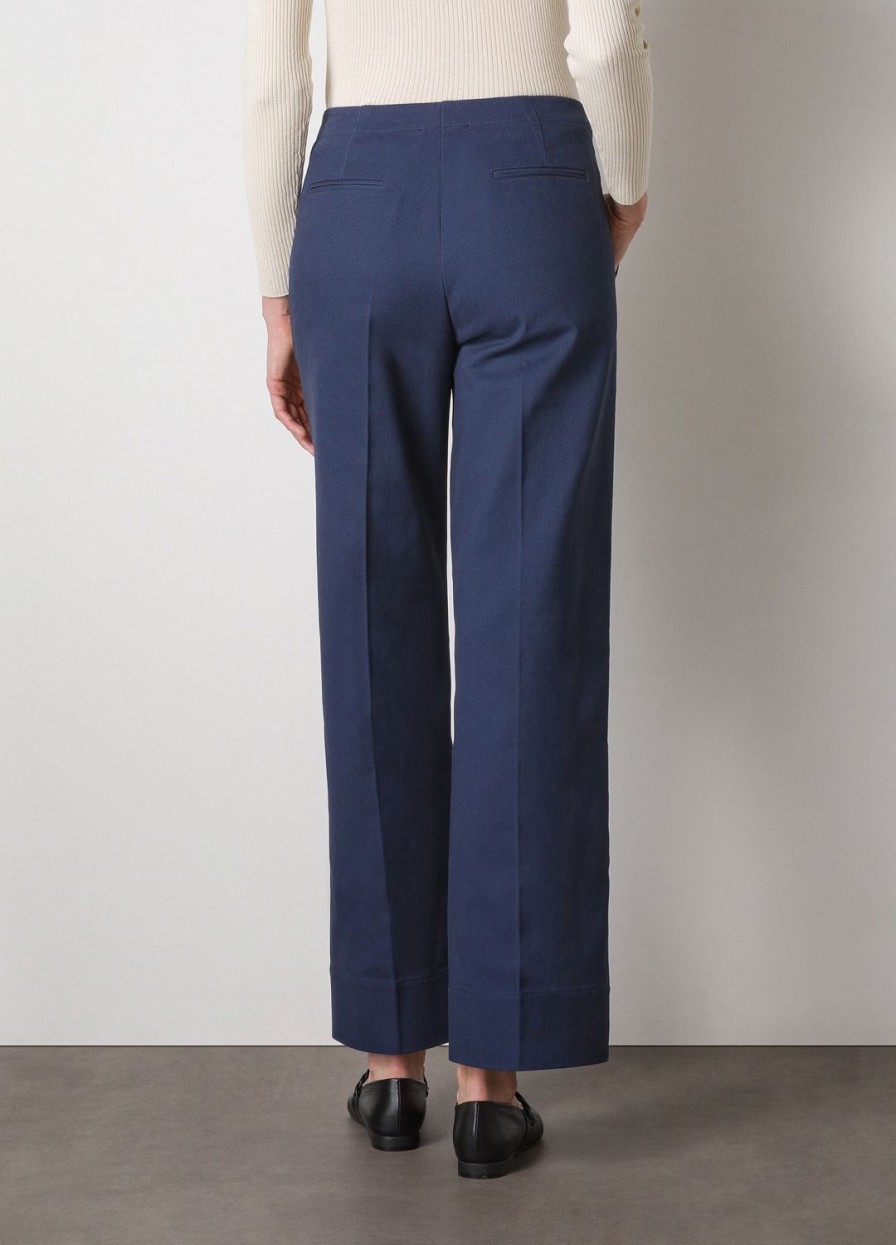 Abbigliamento LES COPAINS Pantaloni A Palazzo | Pantalone Palazzo In Twill Di Puro Cotone