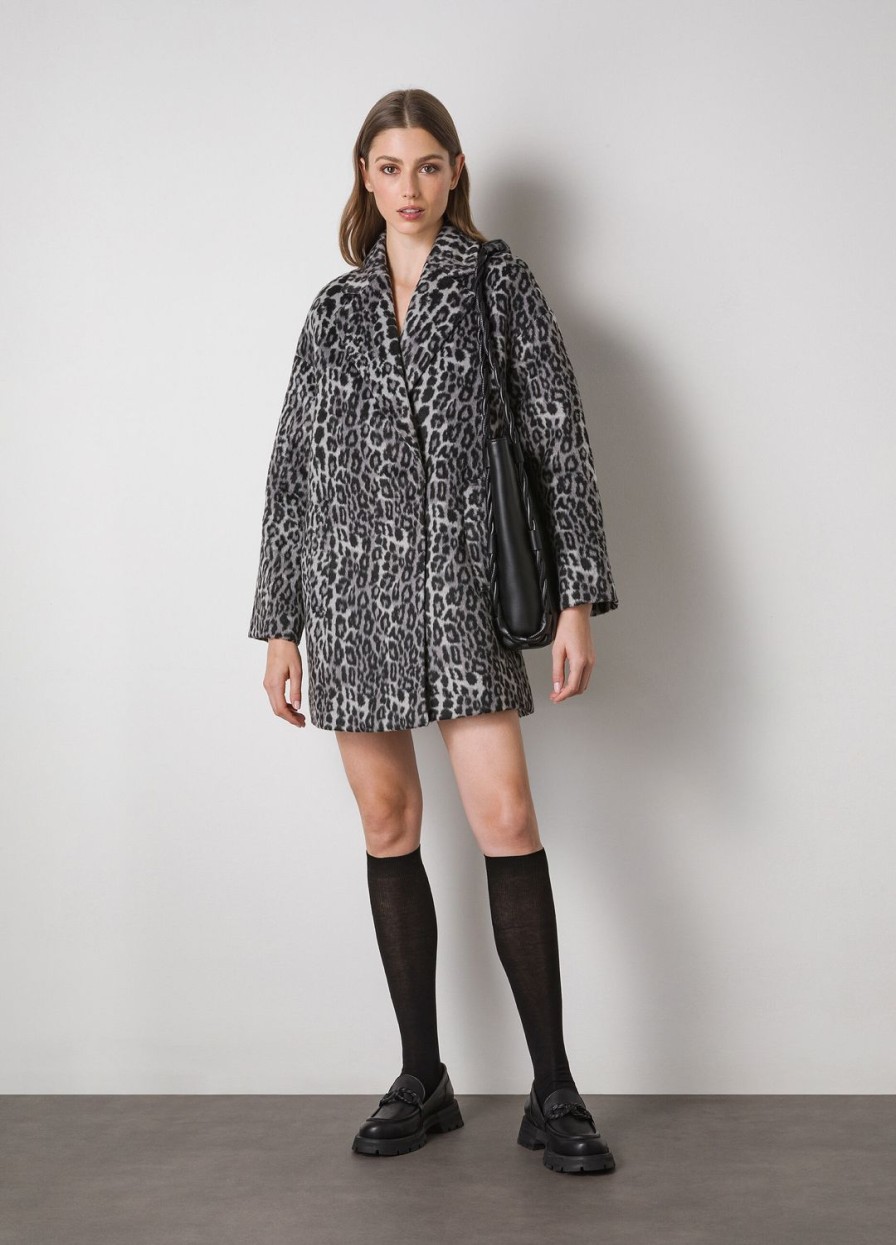 Abbigliamento LES COPAINS Cappotti | Cappotto Misto Lana Animalier