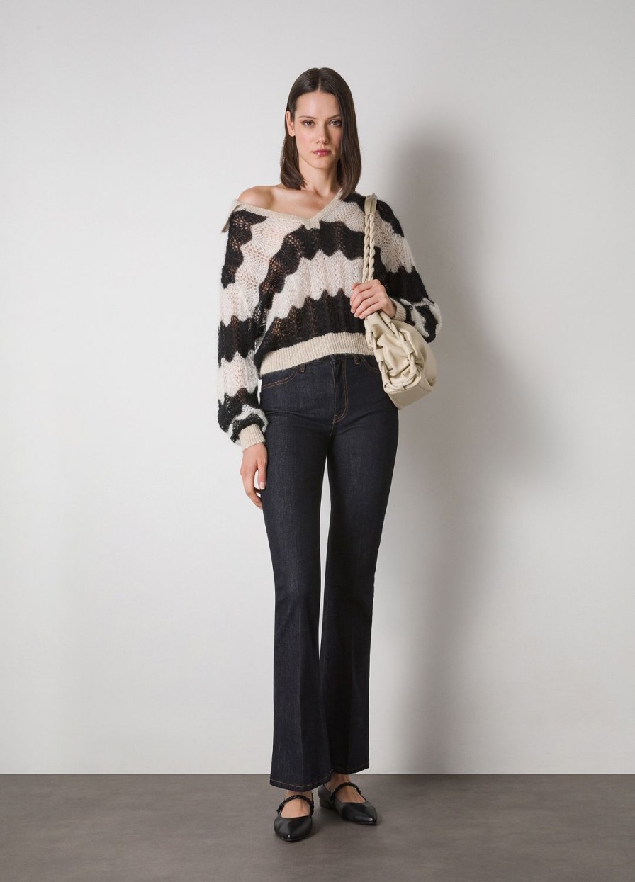 Abbigliamento LES COPAINS Maglieria | Pullover In Misto Lana Mohair Rigato